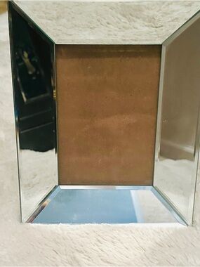 David Tutera Mirrored Frame with Brown Center and Silver Panels